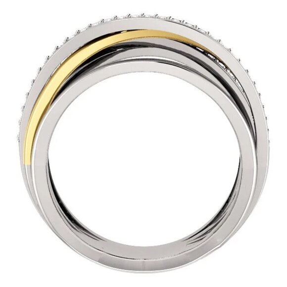 🎀 Multi Layer Stackable White Zircon Macro Pave Rings for Women, PD276 - Picture 5 of 8